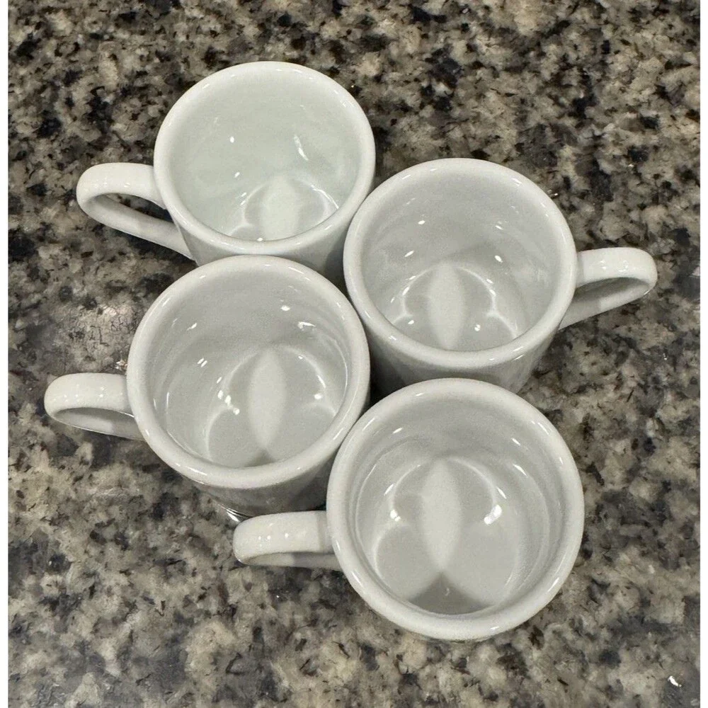 Sur La Table White Demitasse Espresso Cups 2 Oz Mini Mug Fine Porcelain Set of 4